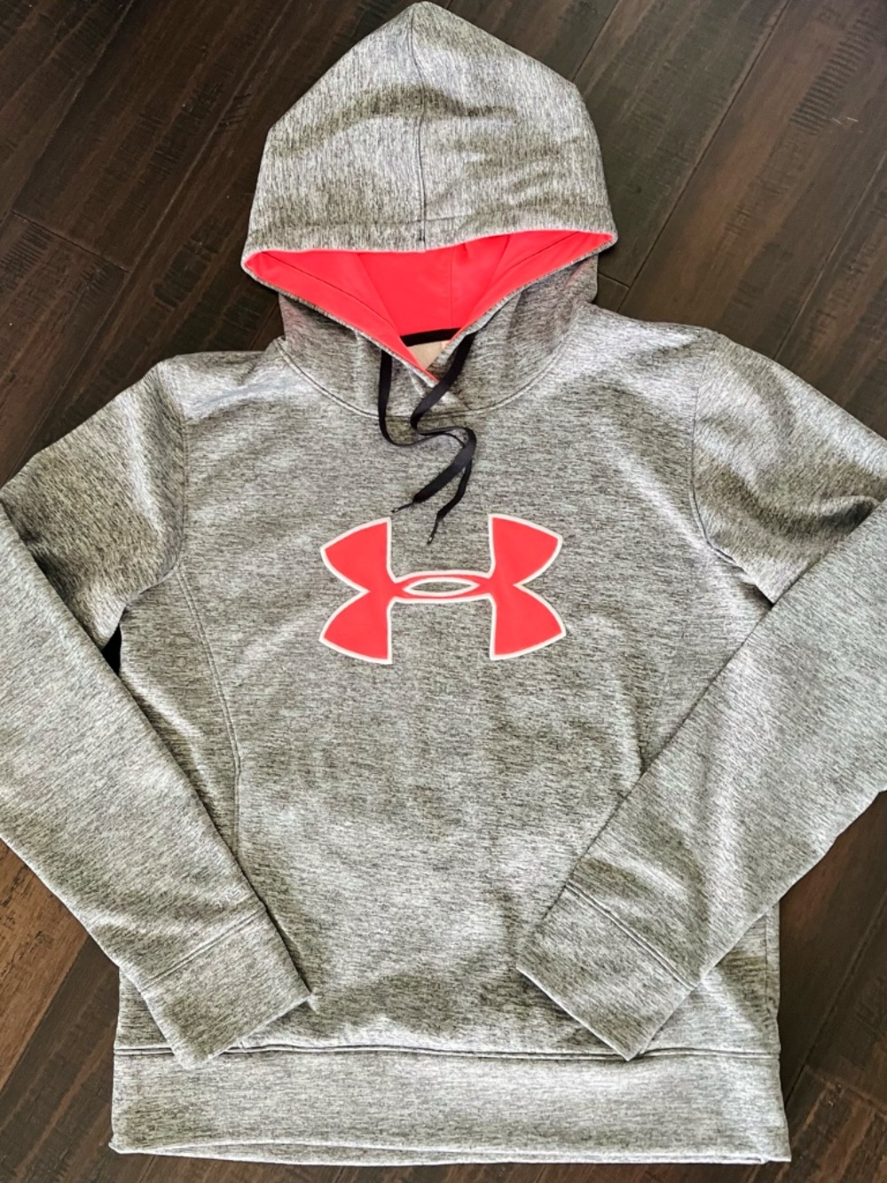 Under Armour Heather Gray & Bright Coral Pink Hoodie Sweatshirt